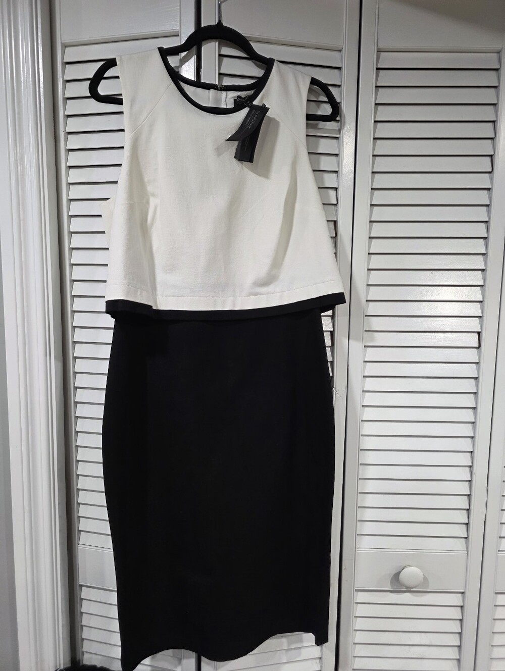 NEW Banana Republic Sloan Black White Color Block Ponte Shift Dress Stretch 14